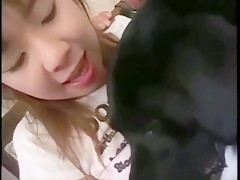 Asian cute japanese slut lets dog fucking her free 