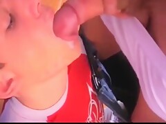 cocks just stepping forward to dump sperm into his mouth