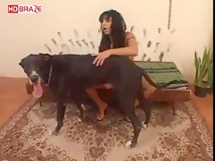 Wild young chick fucked by dog porn at home