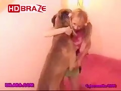 Big dog licking teen pussy and nailed her tight hole