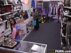 Sexy chocolate girl show her pussy to fuck in shop