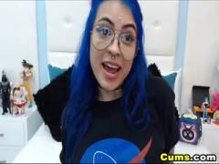 Blue Haired Babe Playing Her Tasty Pussy