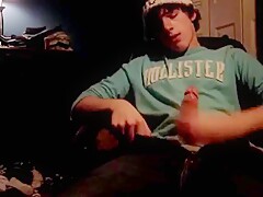 Cute frat boy jerking off and shooting his load on cam