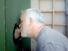 Blowjob and cum eating in Glory Hole