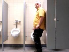 Masturbating in a public bathroom