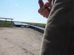Jerking off at public boat ramp---Cum Shot